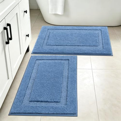 SHACOS Soft Microfiber Blue Bathroom Rugs Sets 2 Pieces 32x20 inch