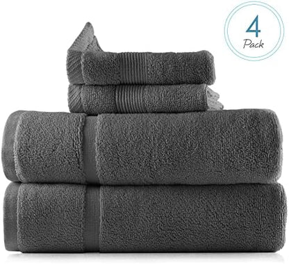 Hearth & Harbor Bath Towels - 100% Ring Spun Cotton Luxury Towels - Ultra Soft & Highly Absorbent, Bathroom Towels, Floor Mat - Dark Gray