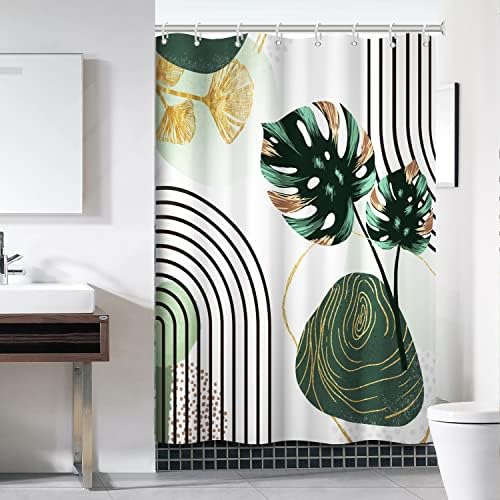 Boho Green Shower Curtain with Hooks for Bathroom 6072 Inch