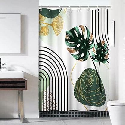 Boho Green Shower Curtain with Hooks for Bathroom 6072 Inch