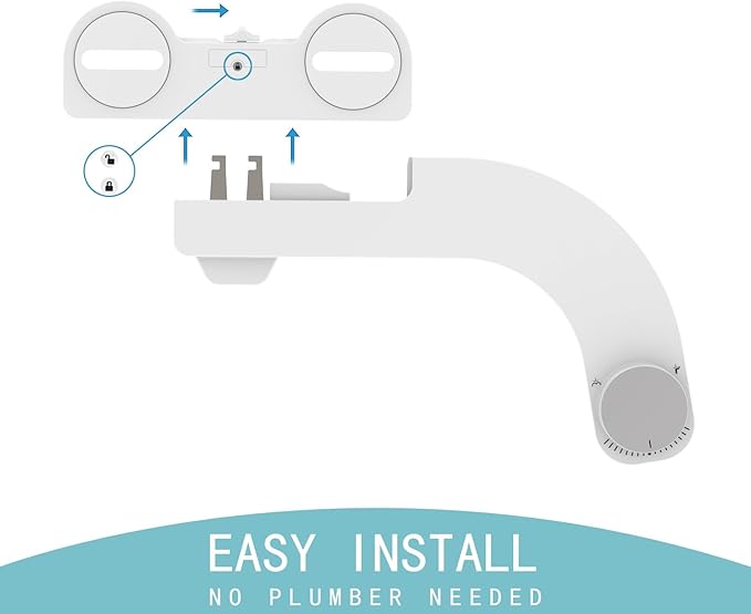 Bidet Attachment for Toilet - Left Handed Bidet Ultra-Slimt Non-Electric Dual Nozzle (Frontal & Rear Wash) Adjustable Water Pressure, Water Bidet Toilet Seat Attachment,Easy to Install (Silver)