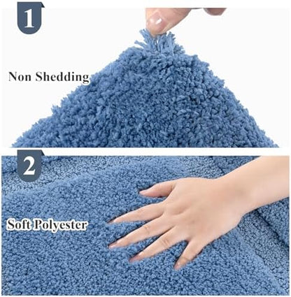 SHACOS Soft Microfiber Blue Bathroom Rugs Sets 2 Pieces 32x20 inch