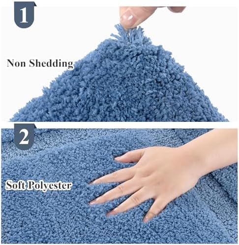 SHACOS Soft Microfiber Bathroom Rugs Set of 2 Pieces, Blue