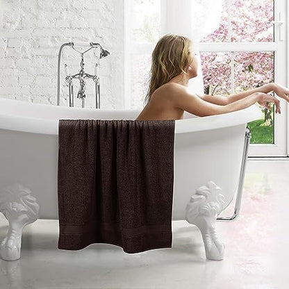 GLAMBURG 700 GSM Premium 2-Pack Oversized Extra Large Bath Sheet Set - 100% Combed Cotton - 2 Bath Sheet 35x70 - Luxury Hotel & Spa Quality - Durable Ultra Soft Highly Absorbent - Chocolate Brown