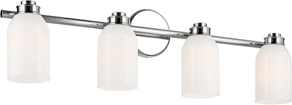 Kichler Shae 32.25" 4-Light Vanity Light with White Opal Glass in Chrome, for Bathroom Vanity, Powder Room. Over a Mirror, (32.25" W x 9" H), 55203CH