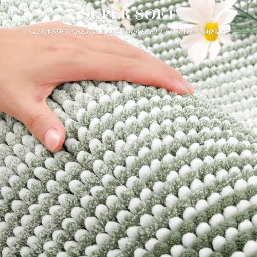 BSICPRO Bathroom Rugs Sets 2 Piece, Non Slip Bath Mats, Greyish Green