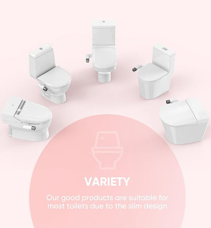 Ultra-Slim Bidet Attachment, Posterior&Feminine Wash-(Retractable Dual Nozzles), Non-Electric Bidet Attachment for Toilet Seat, Adjustable Fresh Cold Water Pressure, Stainless Steel Inlet (DarkGray)