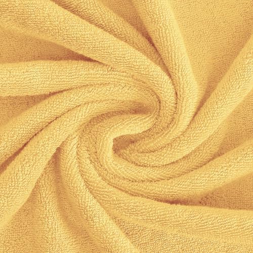 Feather & Stitch 100% Cotton 625 GSM Bath Towel Set of 6, Ultra Soft Highly Absorbent 2 Bath Towels, 2 Hand Towels & 2 Washcloth - Luxury Quick Dry Shower Towels (Yellow)