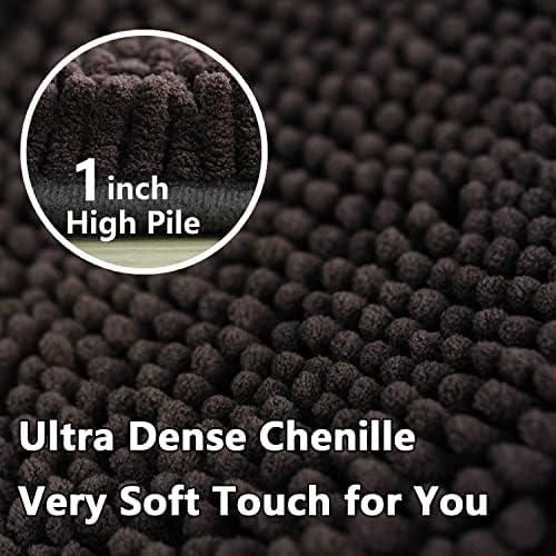 Bathroom Rugs Sets 2 Piece, Extra Soft Chenille Bath Mat Ultra Absorbent Bathroom Rug, Bathroom Mat with Sturdy PVC Non-Slip Bottom, Machine Washable Bath Rugs (20x32 Inch + 16x24 Inch, Coffee)