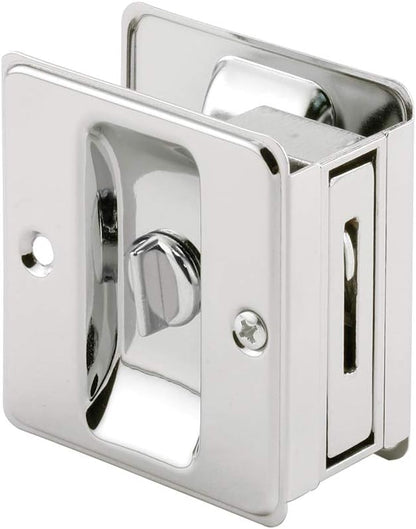 Prime-Line N 6773 Pocket Door Privacy Lock with Pull - Replace Old or Damaged Pocket Door Locks Quickly and Easily – Chrome (Single Pack)