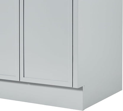 ARIEL Kelly 66-inch Bathroom Vanity with Sink,Solid Wood, 1.5-inch Pure White Quartz Countertop & Backsplash, Double Rectangular Porcelain Sink, 4 Soft Closing Doors, 5 Dovetail Drawers, Grey