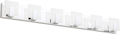 Aipsun 6 Lights Modern LED Bathroom Vanity Light Acrylic Stainless Steel Chrome Up and Down Bathroom Wall Light Over Mirror(White Light 6000K)