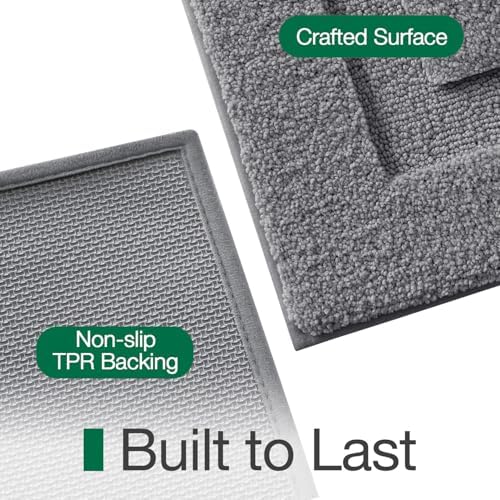 LUMI Ultra Soft Bathroom Rugs Absorbent, Non Slip Bath Mat 16X24, Dark Grey