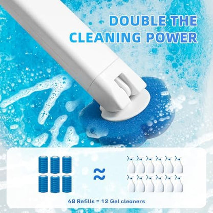 Disposable Toilet Brush with 48 Refills,Toilet Bowl Cleaner,Toilet Cleaning Supplies,Toilet Bowl Brush,Automatic lid-Opening and Closing Toilet Brush with Holder for Bathroom Deep Cleaning & Hygiene