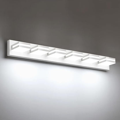 IZORRO LED Modern Bathroom Lights Fixtures(6-Light,Dimmable),Matte White Acrylic Wall Lighting,Vanity Lights for Bathroom Over Mirror - 6000k 36In （No Assembly Required）
