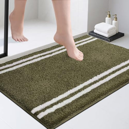 PURRUGS Bathroom Rug, Bath Mat, 24" x 36", Olive Green