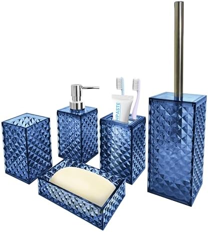 Bathroom Accessory Set, 5 PCS Blue Bathroom Accessories Sets