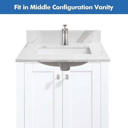24 in.W x 22 in.D Quartz Calacatta River Vanity Top,with Undermount Middle Sink Vanity Top,with One Sidesplash & One Backsplash,Single Faucet Hole Spread Bathroom Vanity Sink Countertop