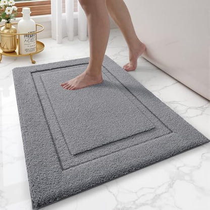 LUMI Ultra Soft Bathroom Rugs Absorbent, Non Slip Bath Mat 24x36, Dark Grey