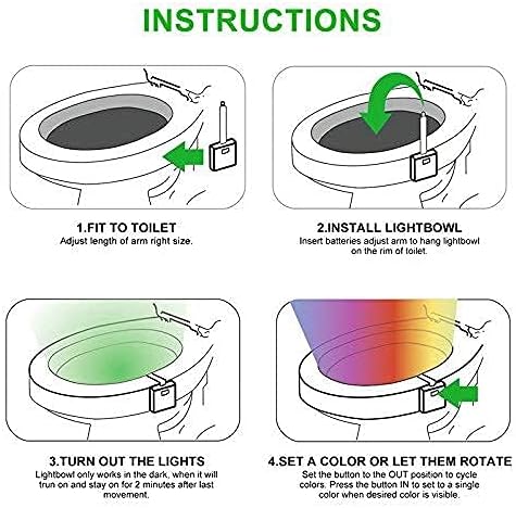 2-Pack Toilet Night Light, Motion-Activated LED Lamp with UV Light, 16-Color Changing, Tap-Activated, Smart Night Light for Bathroom Toilet