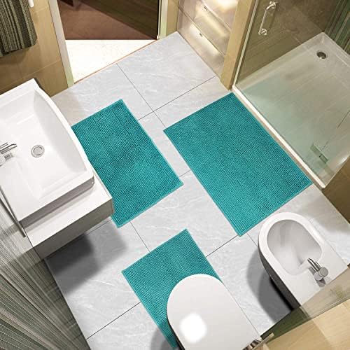 Urvoix Bathroom Rugs Sets 3 Piece, Non-Slip Chenille Bath Rug Set