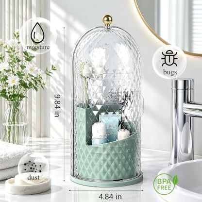 Toothbrush Holder with Cover for Bathroom Countertop, Organizer, Green
