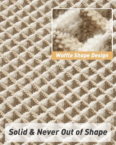Upgraded Waffle Bath Mat Set of 2 Absorbent Bathroom Mat 17"x24" + 17"x48"