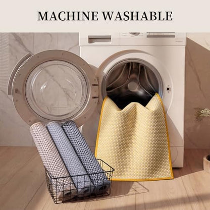 YIHOUSE Yellow Bathroom Rugs Sets 3 Pieces,Thin Bath Mat Quick Dry
