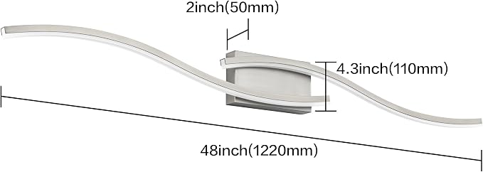 PRESDE 48 Inch LED Bathroom Vanity Light Bar, Modern Brushed Nickel Wall Lighting Fixture Over Mirror Dimmable