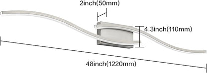 PRESDE 48 Inch LED Bathroom Vanity Light Bar, Modern Brushed Nickel Wall Lighting Fixture Over Mirror Dimmable