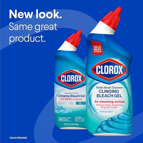 Clorox Toilet Bowl Cleaner Clinging Bleach Gel, Ocean Mist, 24 Fluid Ounces (Package May Vary)