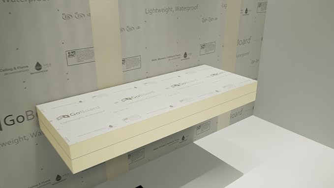 Floating Shower Bench Kit with GoBoard® - Original Shower Bench Bracket® (14"x46")-Great for New Constructions or Bathroom Renovations, Ready to Tile Shower Bench