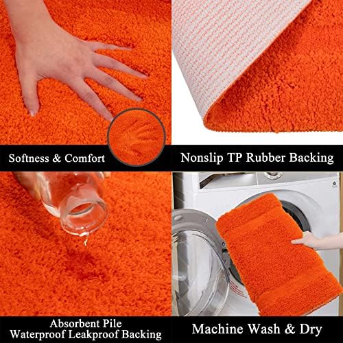 SHACOS Soft Microfiber Orange Bathroom Rugs Sets 2 Pieces 32x20 inch