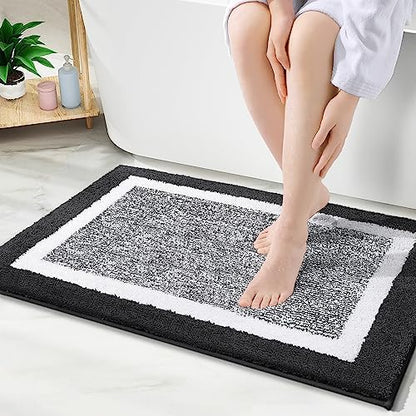 OLANLY Bathroom Rugs 36x24, Soft Absorbent Microfiber Bath Rugs, Black