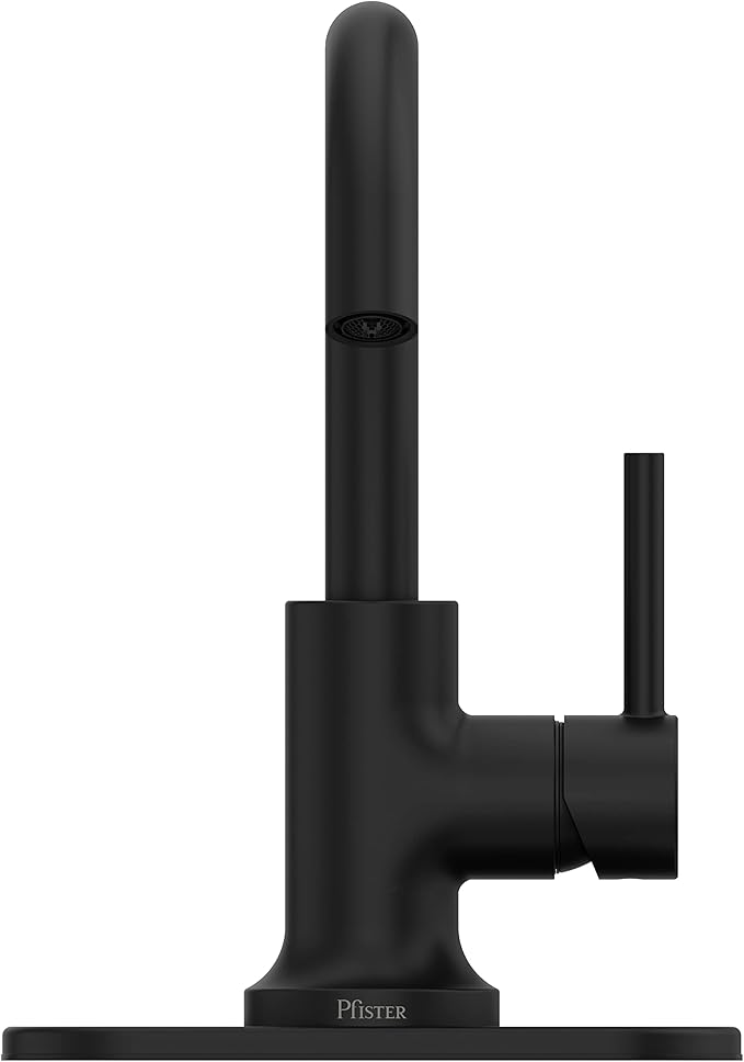 Pfister Zeelan Bathroom Sink Faucet, Single Control, 1-Handle, Single Hole, NSF Certified, Matte Black Finish, LF042ZLB