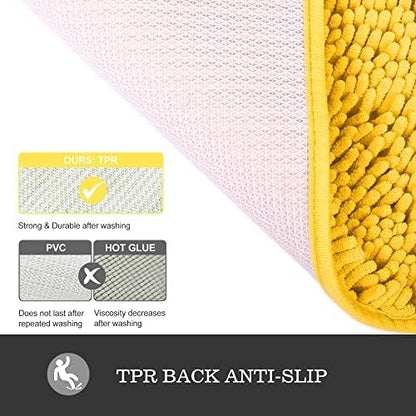 Yeaban Chenille Yellow Bathroom Rug 40"x60",Non-Slip Rubber Backing