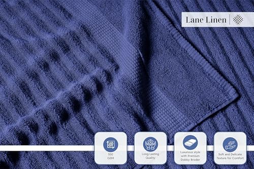 LANE LINEN Bath Towel Set 100% Cotton 6 Piece Soft Absorbent - Navy