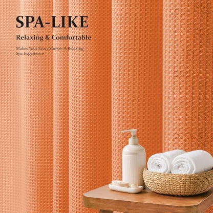Dynamene Stall Waffle Shower Curtain 256GSM Heavy Fabric 60x72 Burnt Orange