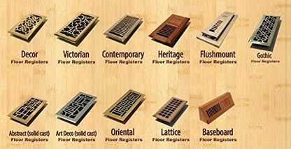 Decor Grates SPH614-A Scroll Collection Floor Register, 6x14, Antique Brass Finish