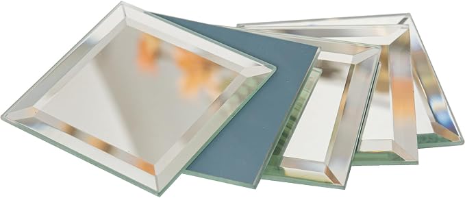 Beveled Mirror Tile, 4x4 Inch Mirror Square Tiles for Kitchen Backsplash Bathroom Shower Wall 46 Pcs, 5 SQ.FT
