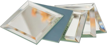 Beveled Mirror Tile, 4x4 Inch Mirror Square Tiles for Kitchen Backsplash Bathroom Shower Wall 46 Pcs, 5 SQ.FT