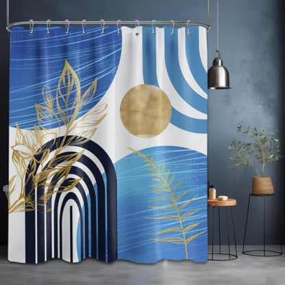 Light Blue Shower Curtain, 60X72 in, Mid Century Modern