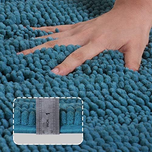 Turquoize Non-Slip Bath Mat Oversize Bathroom Rug Shag Shower Mat Ultra Soft & Water Absorbent Bath Rug for Bathroom/Kitchen Washable Rug, Perfect for Doormats, Tub, Size 59" X 20", Turquoise Blue