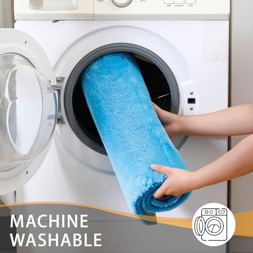 MINIDEAR Bathroom Rugs 24x17 Lake Blue - Thick Memory Foam Bath Mat, Ultra Soft & Plush Fluffy, Non-Slip, Quick Dry, Absorbent Washable Floor Microfiber Mat for Tub, Home Decor Accessories
