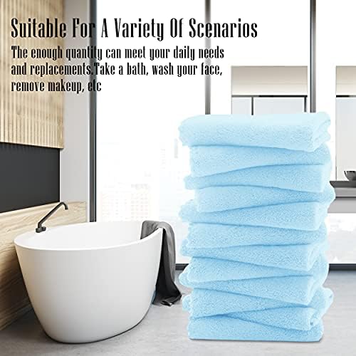TENSTARS 12 Pack Premium Washcloths Set - Quick Drying- Soft Microfiber Coral Velvet Highly Absorbent Wash Clothes - Multipurpose Use as Bath, Spa, Facial, Fingertip Towel (Aquamarine)