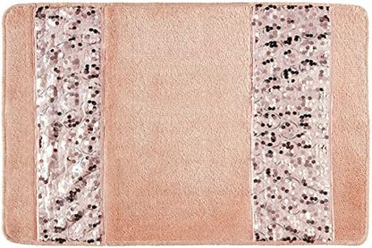 Zahari Home Sinatra Modern Bathroom Rug Classic Luxury Bath Rug Contemporary Decor Pink Bath Mat for Shower Unique Design Stylish Blush Bathroom Rug Bath Shower Tub Decor Bling Blush