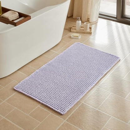 Triohero Waffle Bath Mat, Cute Bathroom Rugs Non Slip, 24x48 Lavender Cream