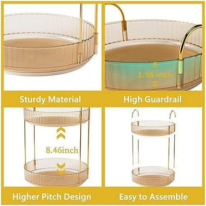 Asayuee 360 Rotating Makeup Organizer for Vanity,3 Tier Large Capacity Vanity Storage,Skincare Perfume Spinning Organizer,Bathroom Cosmetics Storage Makeup Stand Organizer (Gold-3 Tier)