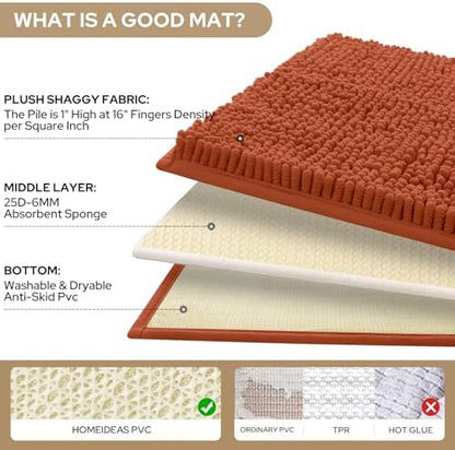 HOMEIDEAS Fall Bathroom Rugs Set of 3, Non Slip Bath Mat, Burnt Orange