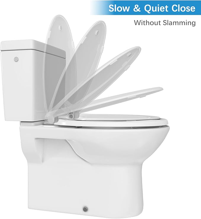 Toilet Seat, Elongated Toilet Seat with Toddler Seat Built in, Potty Training Toilet Seat Elongated Fits Both Adult and Child, with Slow Close and Magnets- Elongated 2 Packs
